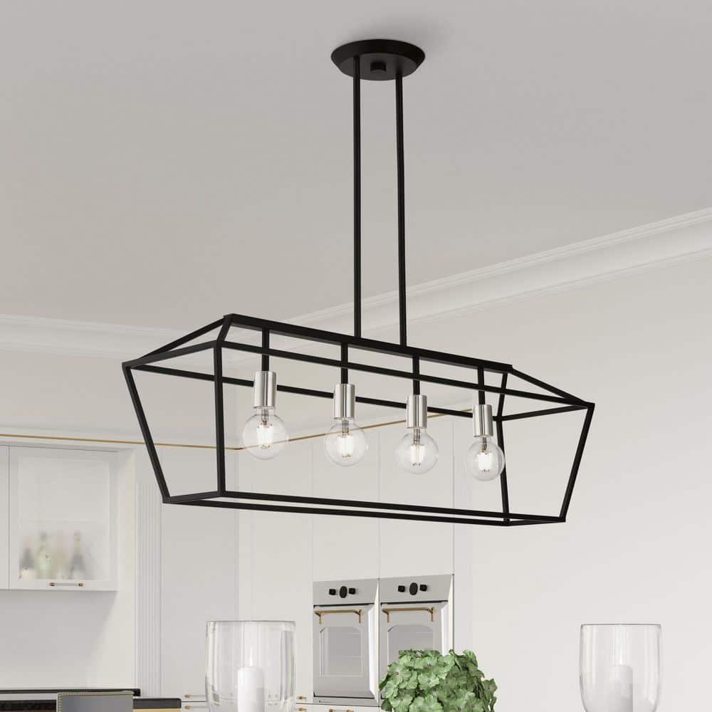 Livex Lighting Devone 4 - Light Chandelier in  Black/Brushed Nickel