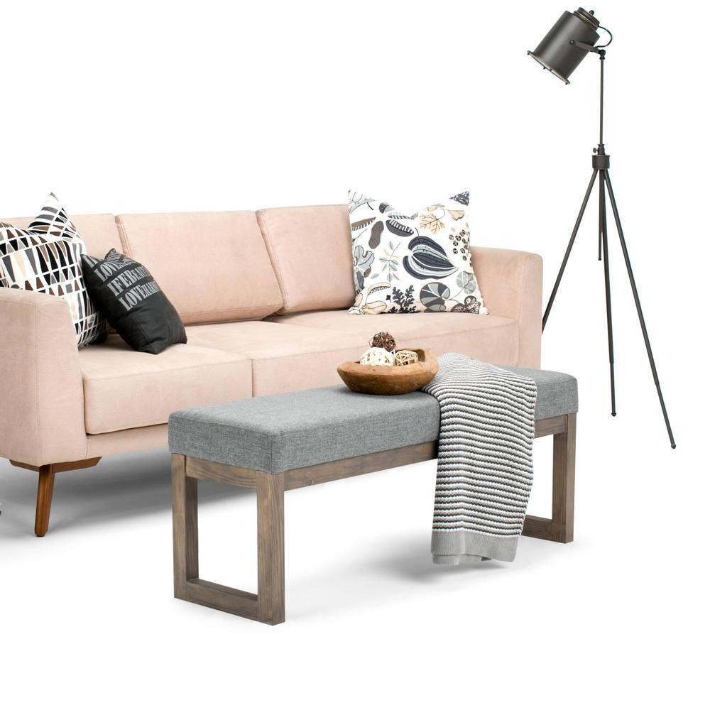 Milltown Tweed Style Fabric Upholstered Bench