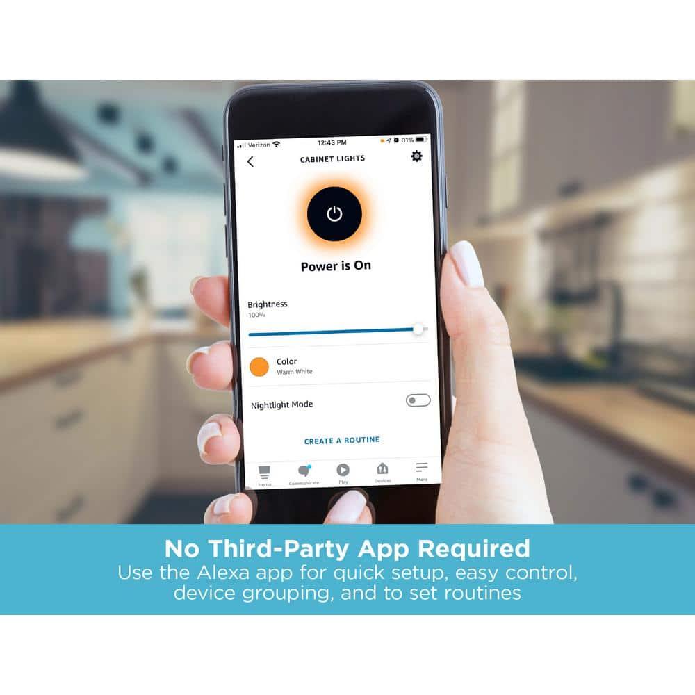 BLACK+DECKER Works with Alexa Smart Under Cabinet Lighting Kit, Adjustable LEDs, (4) 9" Bars - A Certified for Humans Device