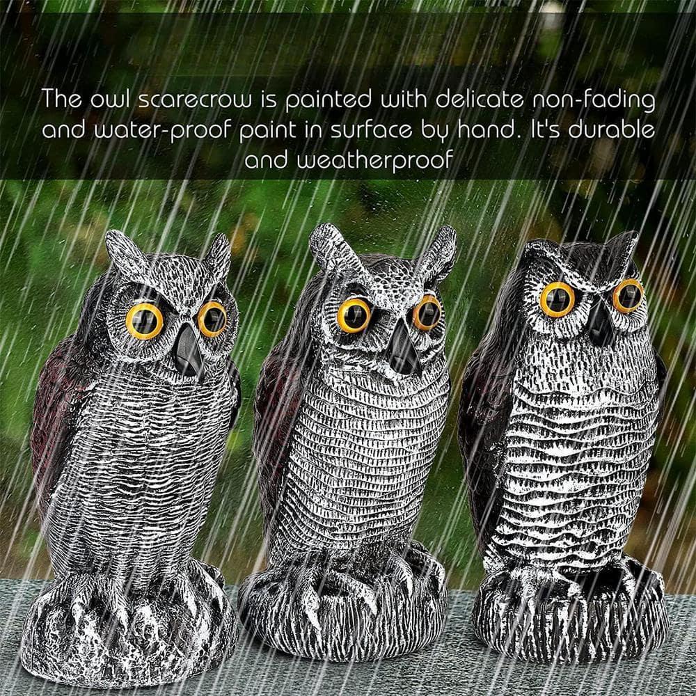 3 Pack Fake Owl Decoys to Scare Birds Away from Gardens and Patios, Lifelike Simulation Owl Bird Deterrent, Nature Enemy Scarecrow Plastic Owl Statues, Pest Repellent, Pigeon Deterrent