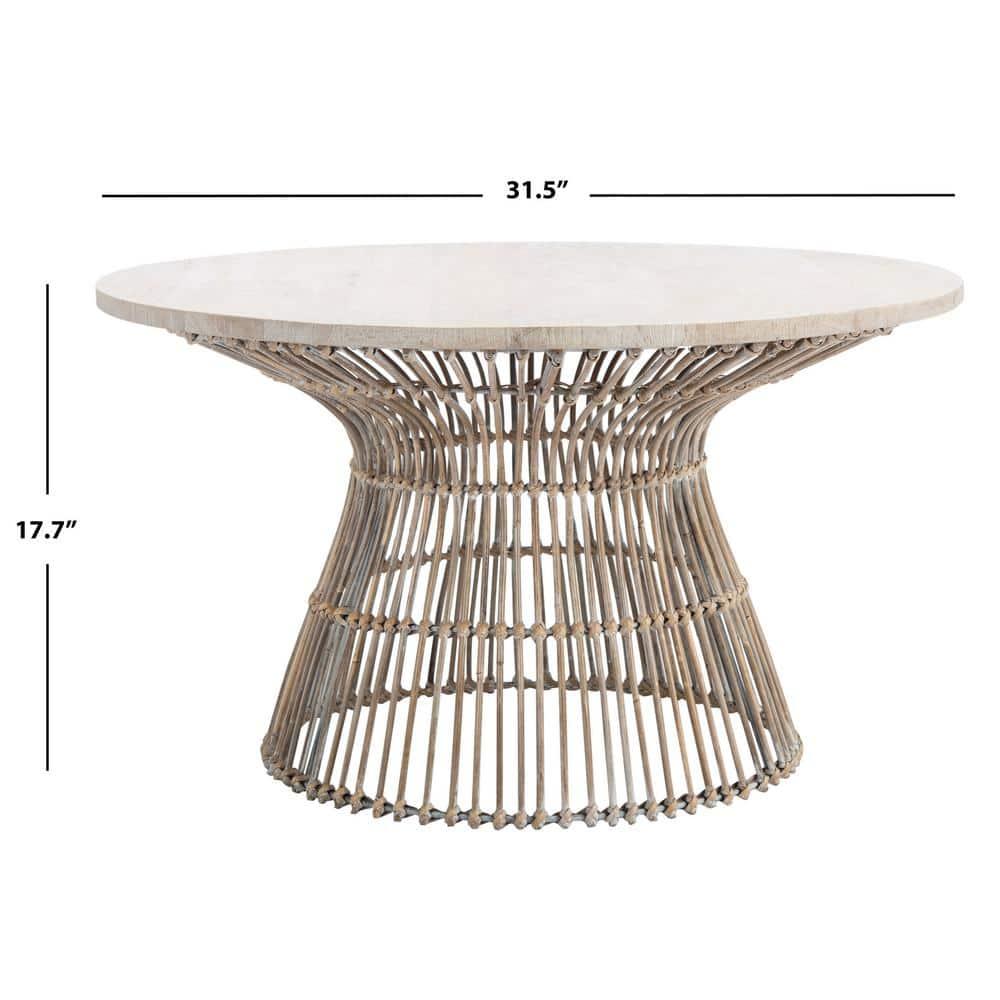 Whent Round Coffee Table - Grey White Wash/Black - Safavieh