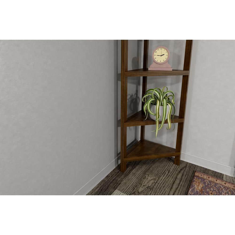 NewRidge 4-Tier Corner Wooden Bookcase Walnut
