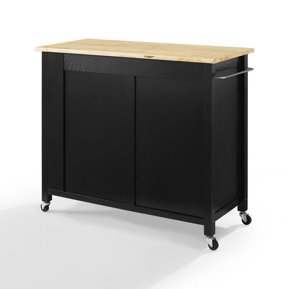 Crosley Savannah Wood Top Kitchen Island Cart in Black
