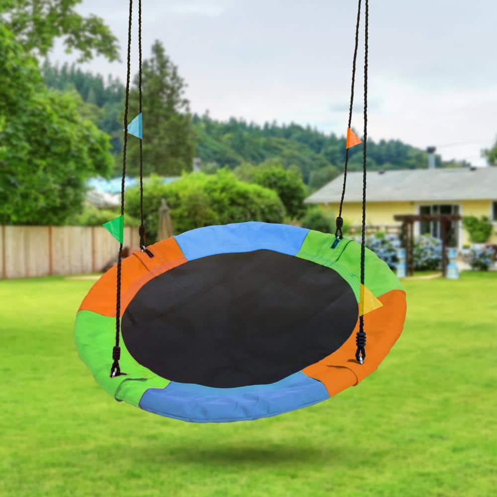 Sorbus Sorbus Saucer Tree Swing 24" Adjustable Ropes, 220lb Capacity in Rainbow