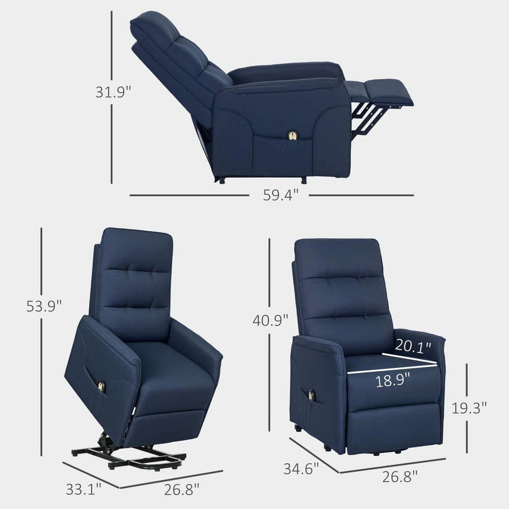HOMCOM Power Lift Recliner Chair, Electric Reclining Chair with Remote, Side Pockets, Pocket Spring, Tufted Back, Quick Assembly, Deep Blue