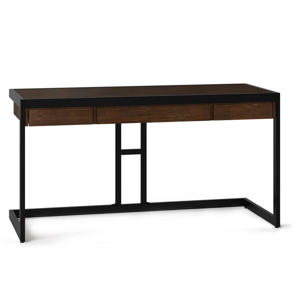 Simpli Home Erina 48"W Solid Acacia Wood Small Desk, Industrial Style with Keyboard Tray and 2 Drawers