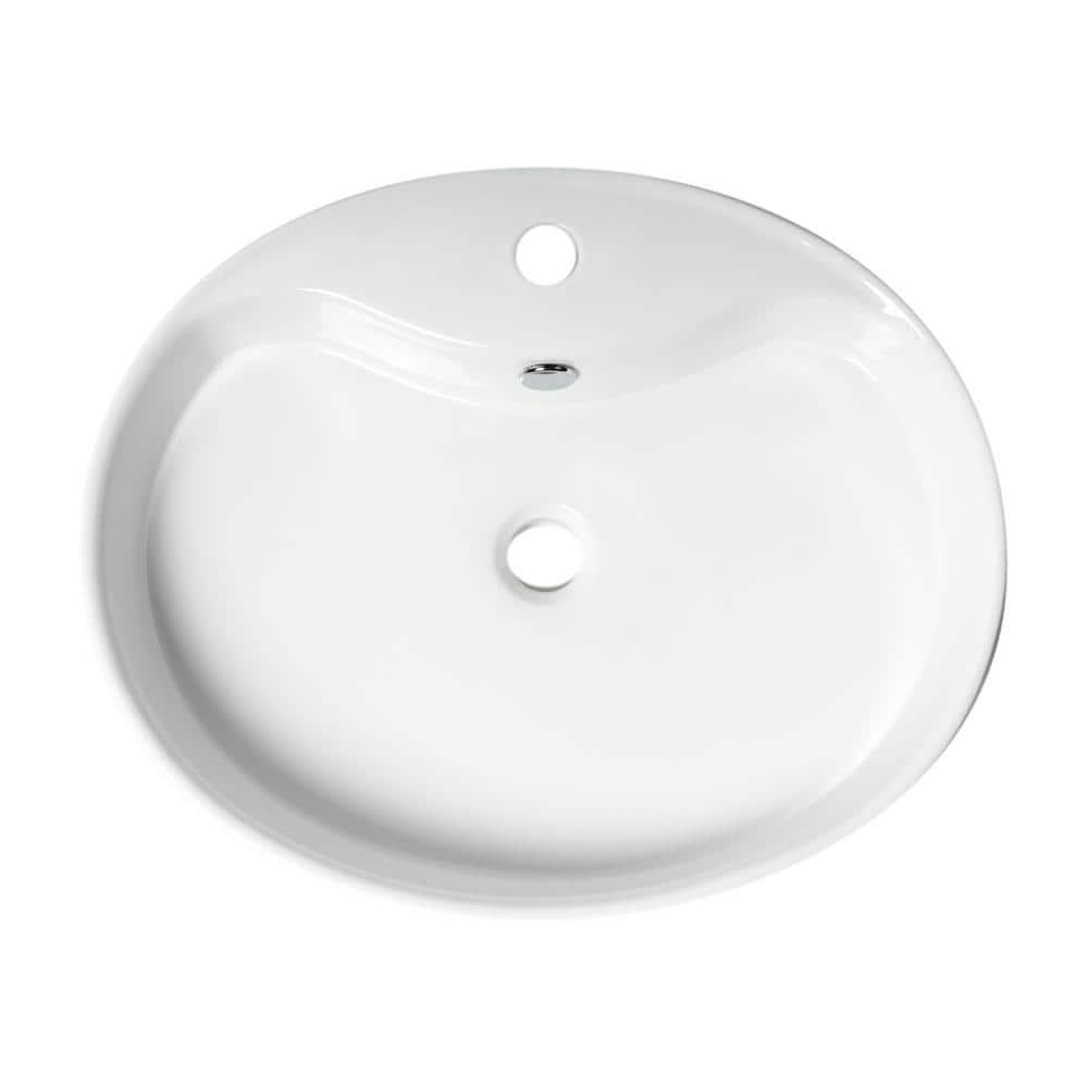 Alfi Brand 18.13'' White No Oval Bathroom Sink with Overflow