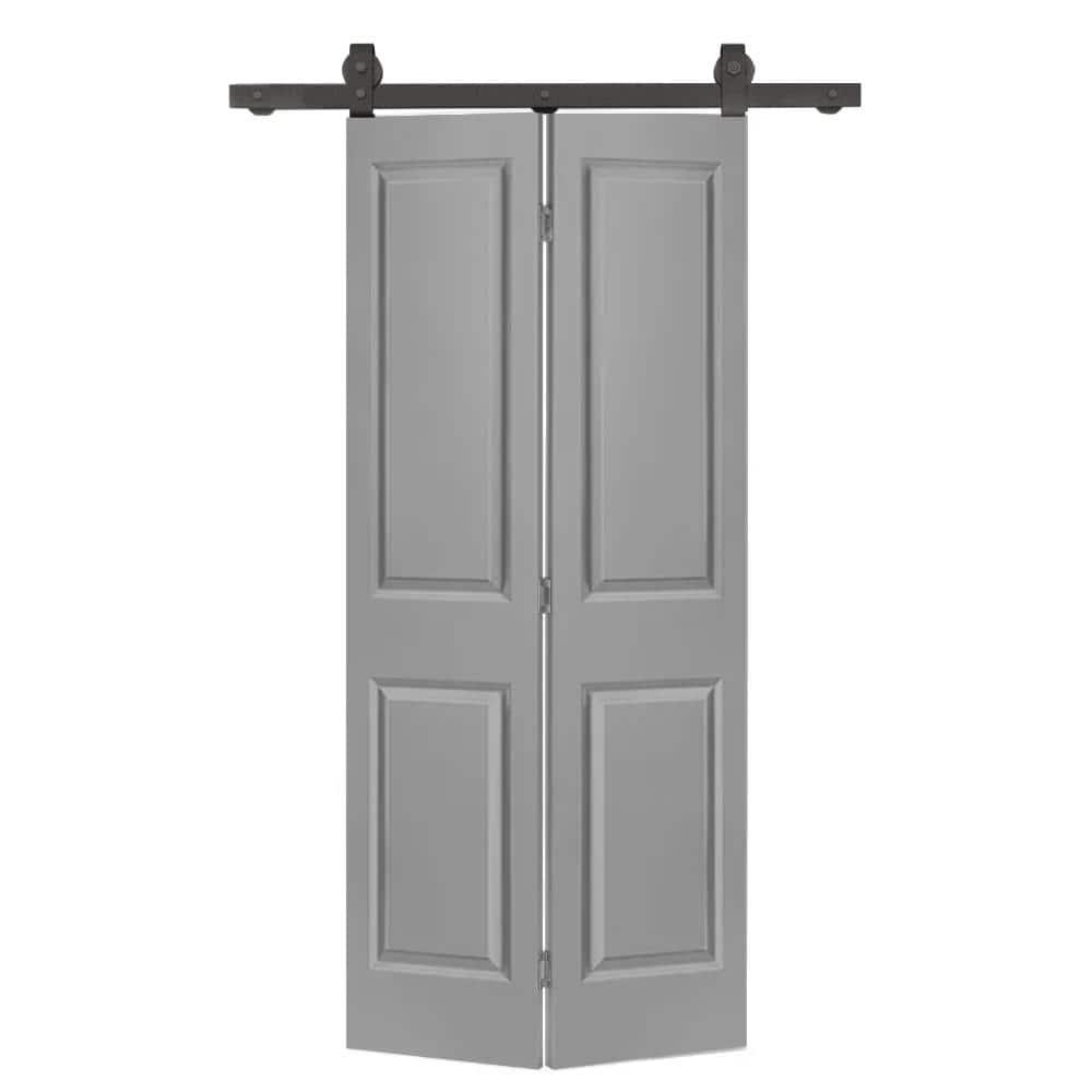 Calhome Paneled MDF Composite Bifold Barn Door with Installation Hardware Kit