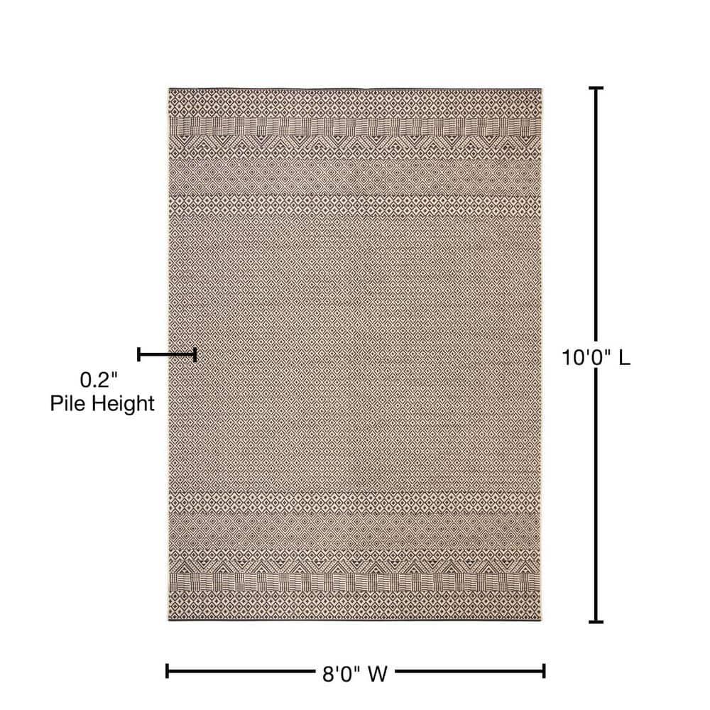 Courtyard CY6235 Power Loomed Indoor and Outdoor Area Rug - Beige/Black - 8'x10' - Safavieh