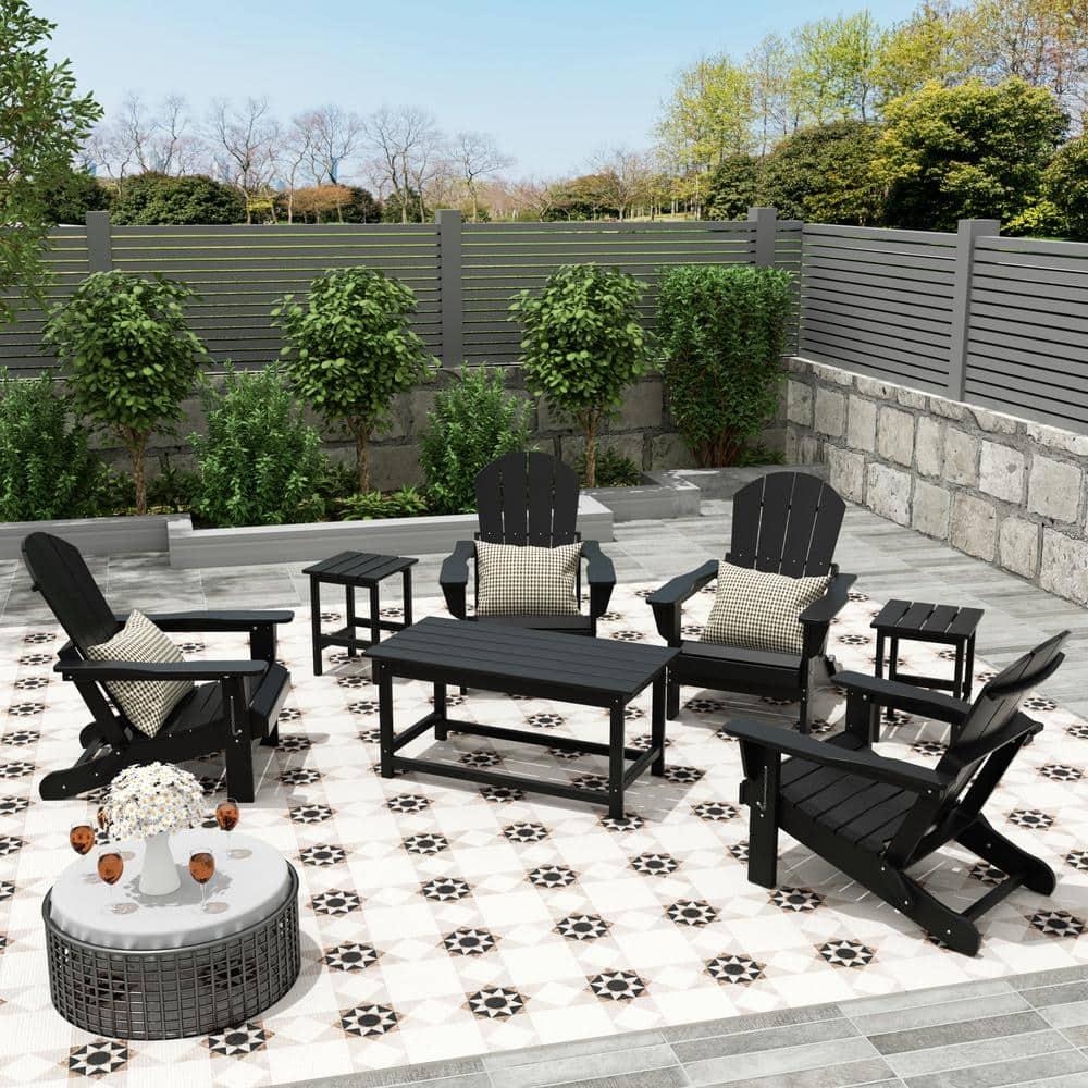 Polytrends  Laguna Hdpe All Weather Outdoor Patio Coffee And Side Tables (3-Piece Set) Black