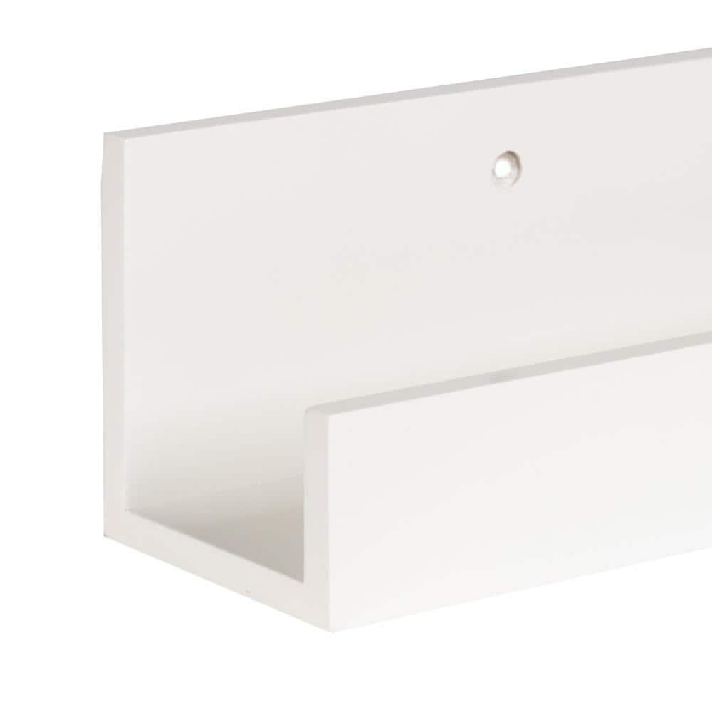 Kate and Laurel Rectangle Floating Shelves, 25.21" x 5.81", White