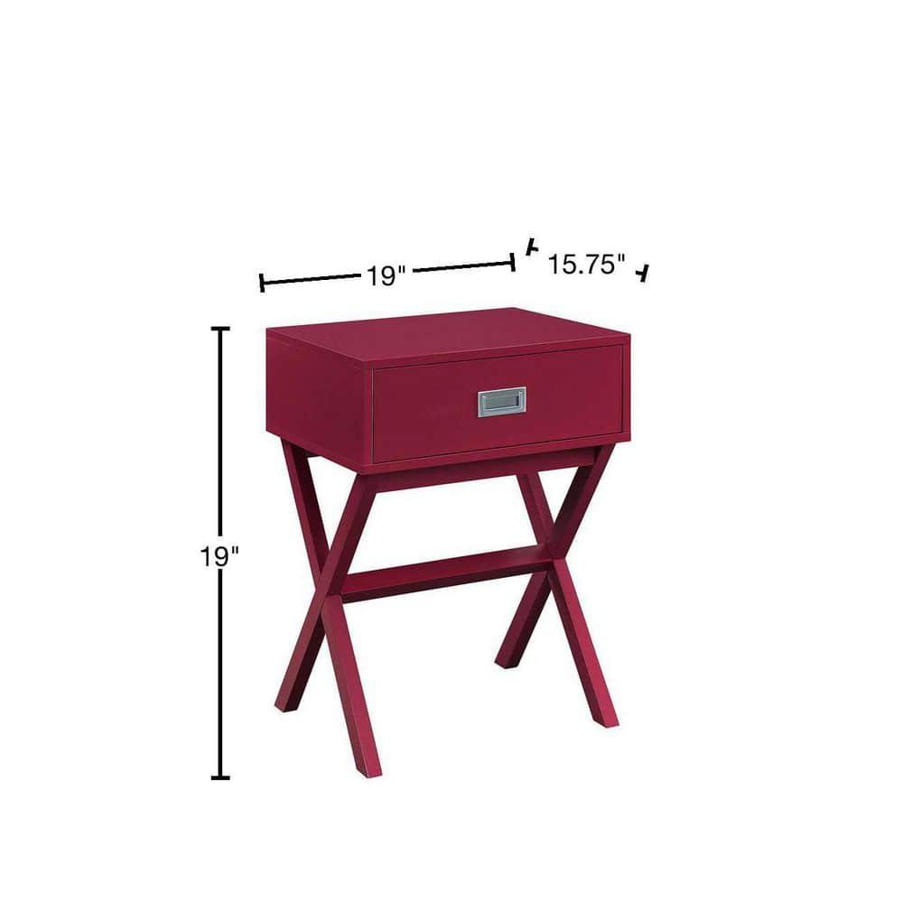 Convenience Concepts Designs2Go Landon 1 Drawer End Table, Cranberry Red