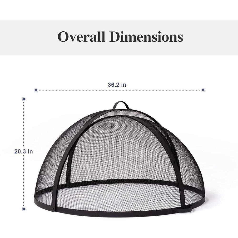 SUNCREAT Heavy-Duty Fire Pit Screen, Steel Mesh Round Spark Screen with Handle, 36 inch