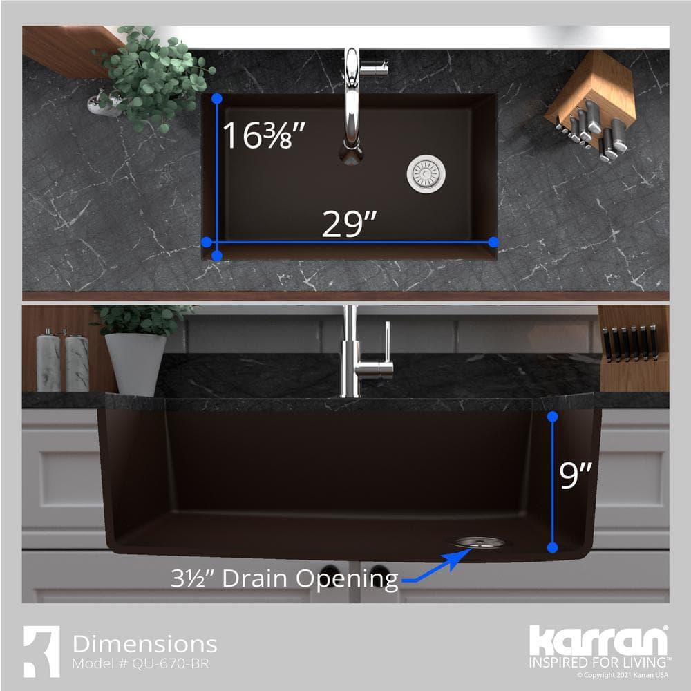 Karran Undermount Quartz Composite 31-3/4'' X 19-1/4'' Single Bowl Kitchen Sink