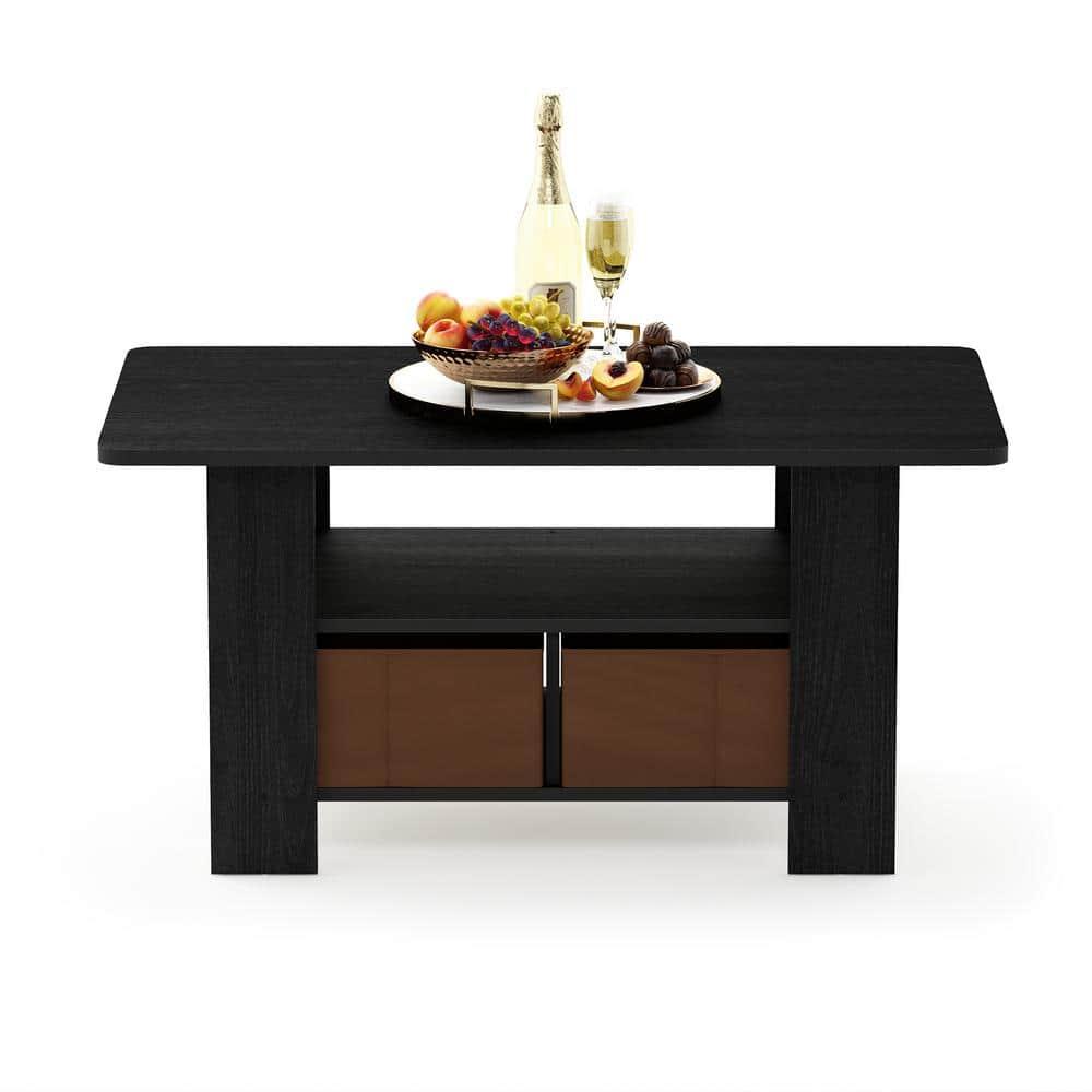 11158AM-MBR Andrey Coffee Table with Bin Drawer, Americano & Medium Brown