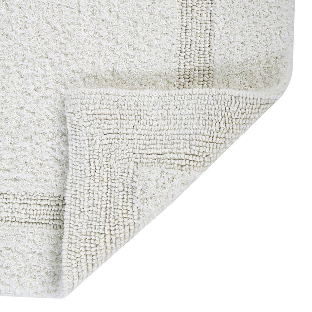 Better Trends Lux 100% Cotton Tufted Solid Reversible Bath Rug Set 2 PC (17" x 24" | 21" x 34") - Ivory