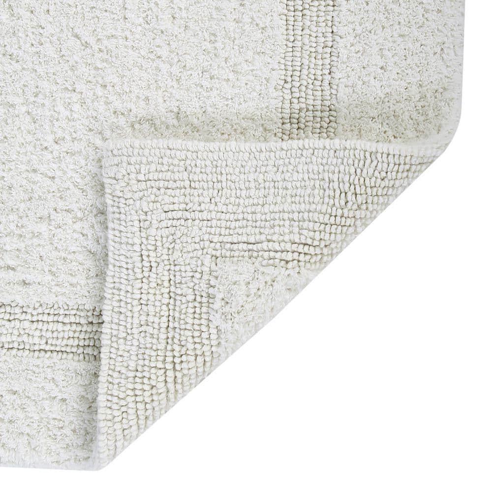 Better Trends Lux 100% Cotton Tufted Solid Reversible Bath Rug Set 3 PC (20" x 20" | 21" x 34" | 20" x 60") - Ivory