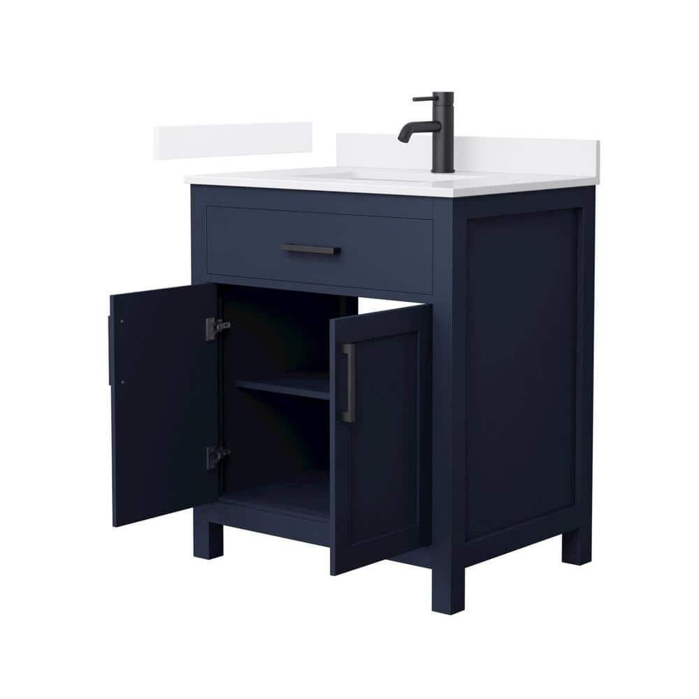 Wyndham Collection Beckett 30" Freestanding Single Bathroom Vanity with Quartz Top