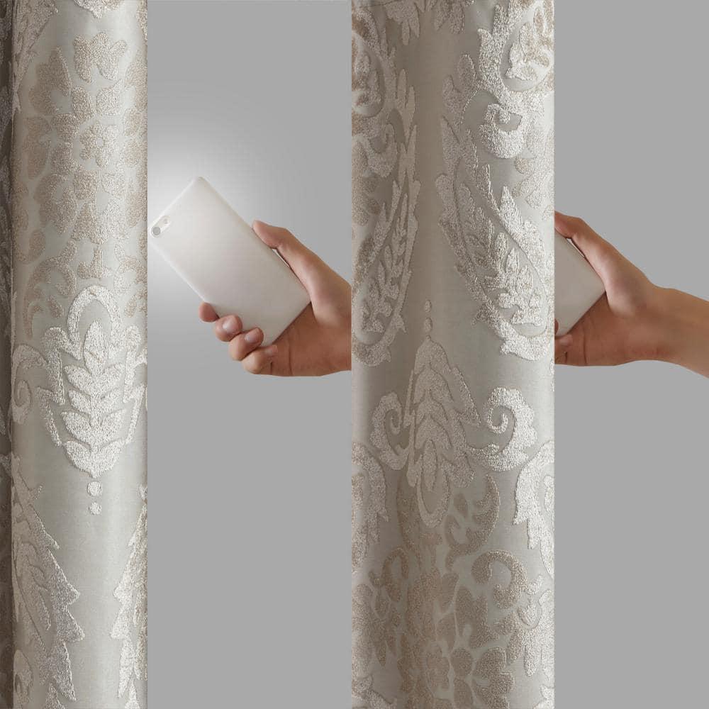 SunSmart Amelia Knitted Jacquard Paisley Total Blackout Grommet Top Curtain Panel