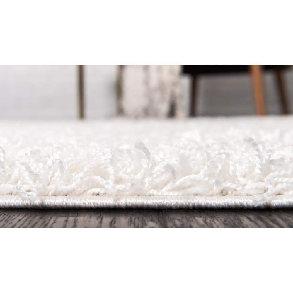 Solid Shag Snow White 7 ft. x 10 ft. Area Rug