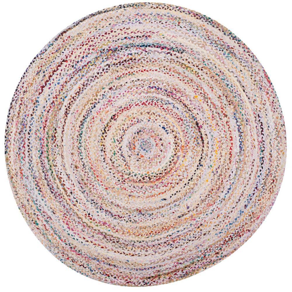 Braided BRD210 Hand Woven Area Rug - Ivory/Multi - 3'x3' - Safavieh.