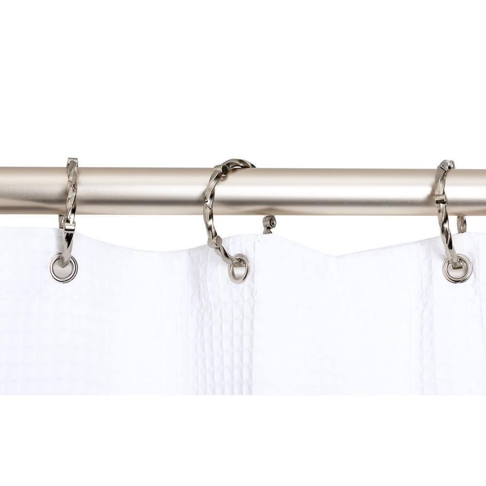 Utopia Alley Rustproof 54" L D-Shaped Fixed Shower Curtain Rod & Hook Set