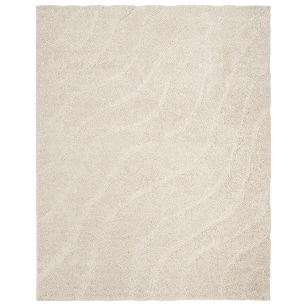 Florida Shag SG472 Power Loomed Indoor Area Rug - Creme/Creme - 8'x10' - Safavieh.