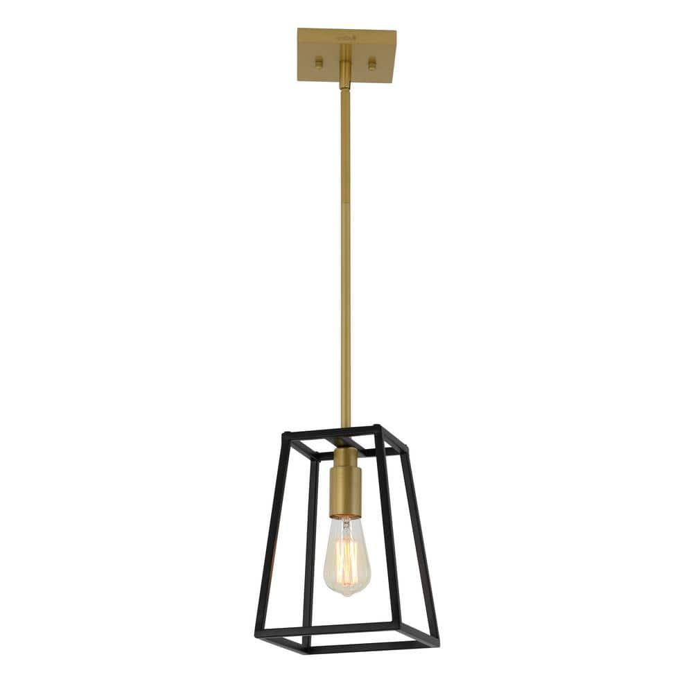 Artika Carter 1 Light Geometric Mini Pendant Light Fixture Black and Gold