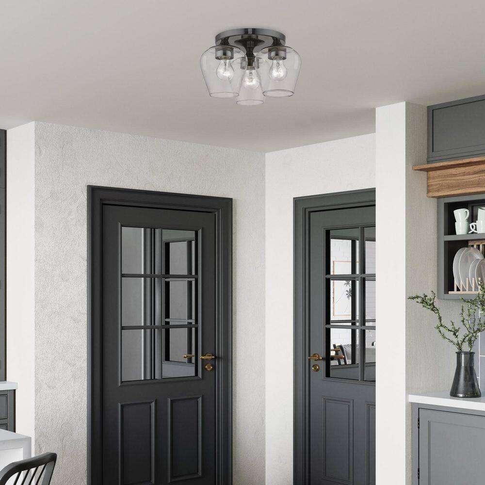 Livex Lighting Willow 3 - Light Flush Mount in  Black Chrome