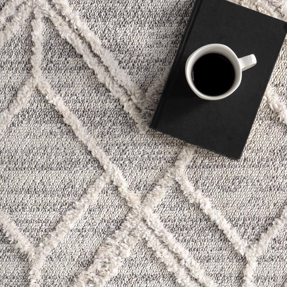 Nuloom 9x12 Ansley Moroccan Tassel Indoor Area Rug, Light Grey, Textured Bohemian Design, Plush High Pile, Stain Resistant, Bedroom, Living Room