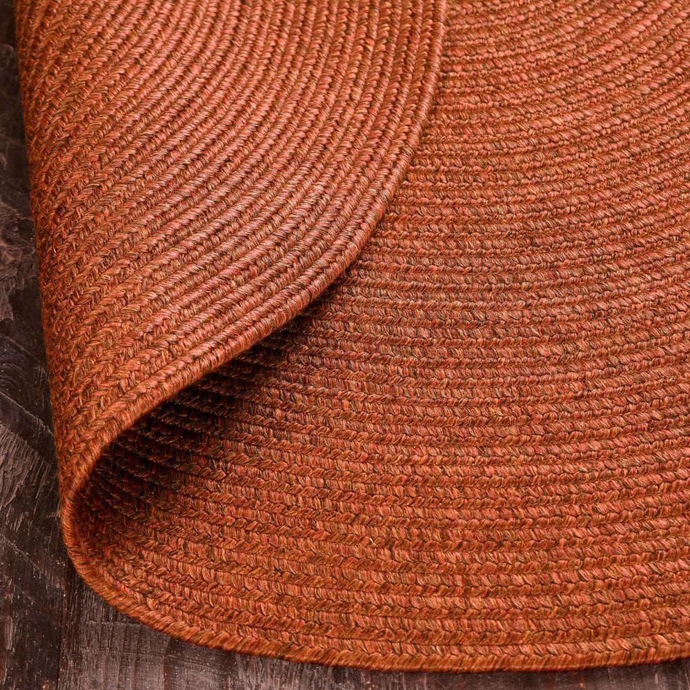 Braided Brick 2 ft. x 8 ft. Solid Indoor/Outdoor Oval Area Rug