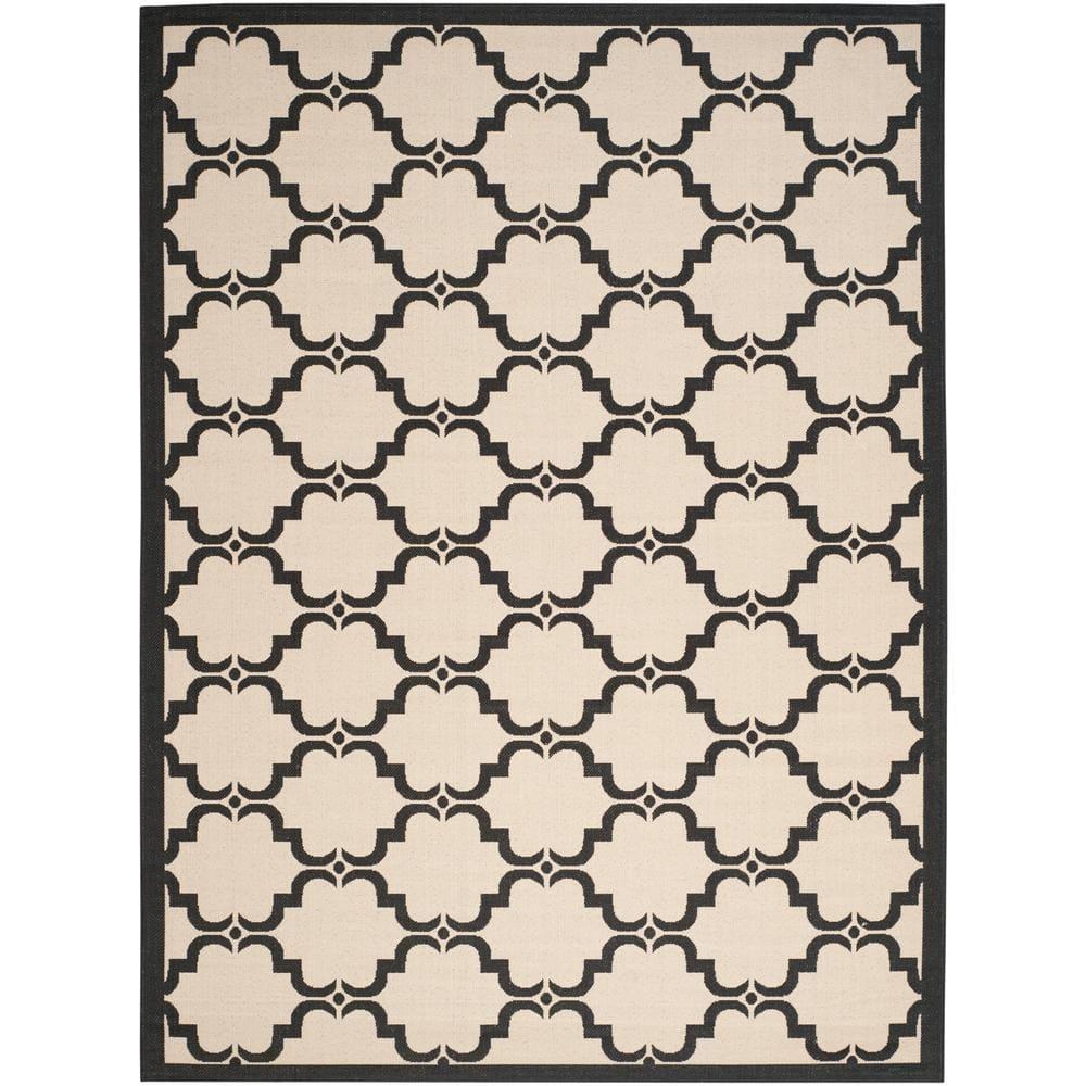 SAFAVIEH Courtyard Estelle Geometric Indoor/Outdoor Area Rug, 8' x 11', Beige/Black