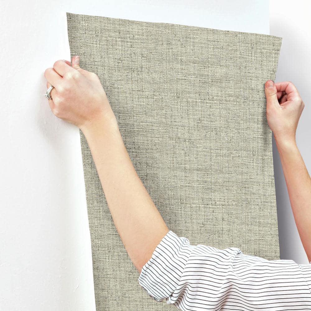 Greige Matte Grasscloth Pre-Pasted Paper Wallpaper Roll