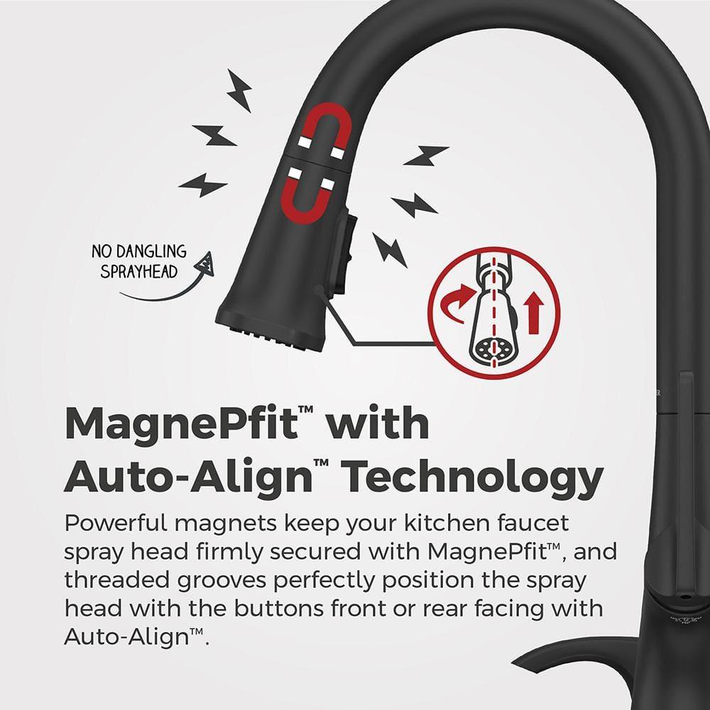 Ridgeline Single Handle Pull Down Sprayer Kitchen Faucet with HydroBlade Spray in Spot Defense Matte Black