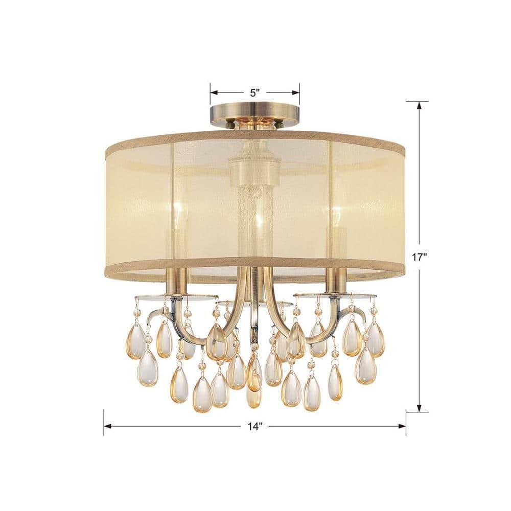 Crystorama Lighting Hampton 3 - Light Chandelier in  Antique Brass