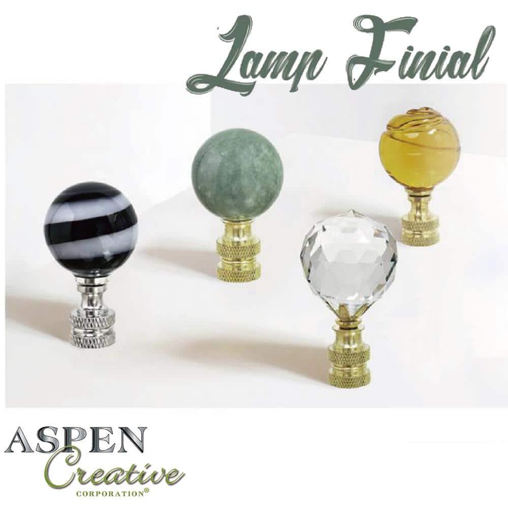 Aspen Creative 24011-12, 2 Pack Clear with Blue Line Glass Lamp Nickel Finish, 2" Tall Finial, Clear & Blue