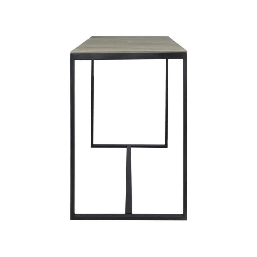 Noble House Elkhart Outdoor Modern Acacia Wood Bar Table Gray and Black