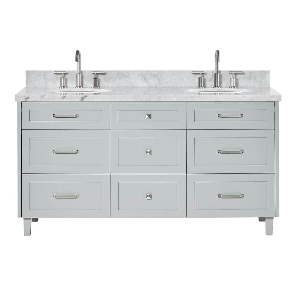 Ariel Bath Ariel Monrow 67 Inch Double Oval Sink Bathroom Vanity With Italian Carrara Marble Countertop