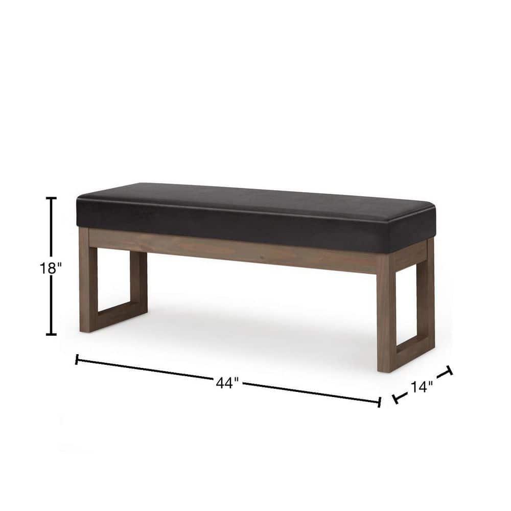 Simpli Home Milltown Ottoman Bench with Upholstered Seat and Solid Wood Frame