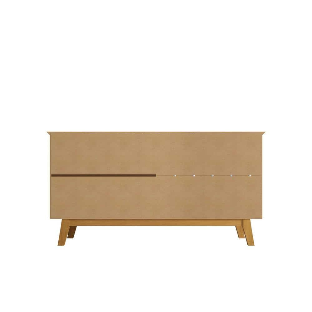 62.99" Yonkers Sideboard White - Manhattan Comfort: Mid-Century Buffet, Storage Console with 4 Doors & Fixed Shelves
