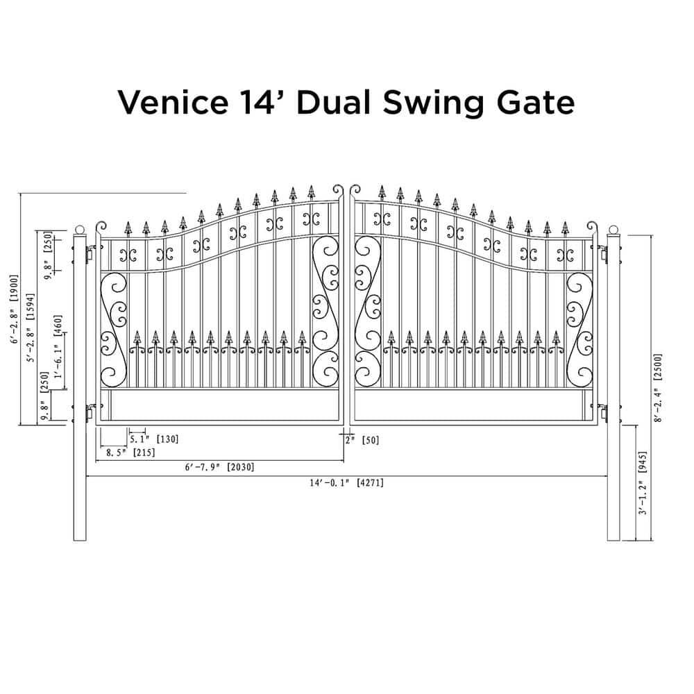 ALEKO Steel Dual Swing Driveway Gate - VENICE Style