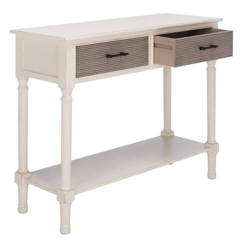 Ryder 2 Drawer Console Table - Distressed White/Greige - Safavieh
