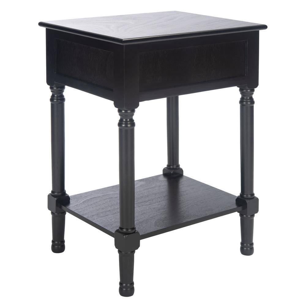 Haines 1 Drawer Accent Table - Black - Safavieh.