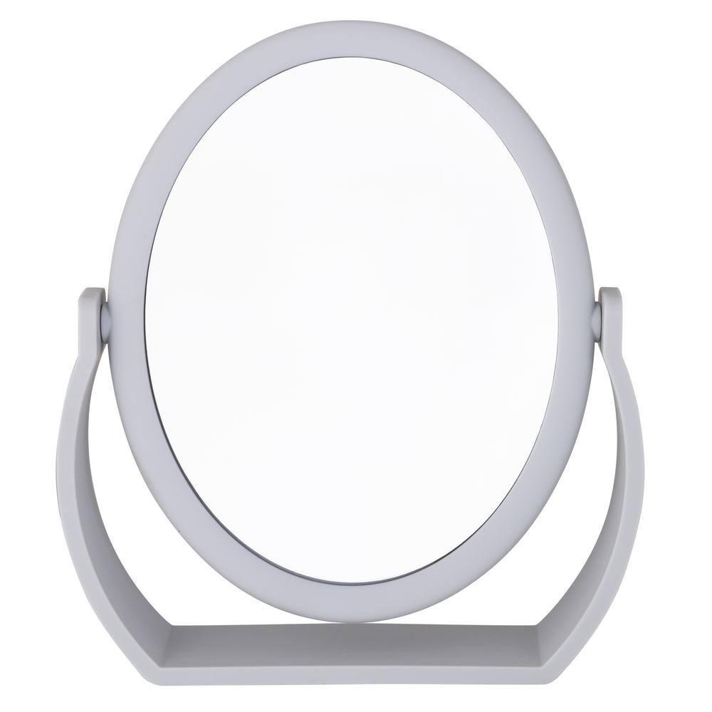 8" Vanity Rubberized 1X-10X Magnification Mirror Gray - Home Details