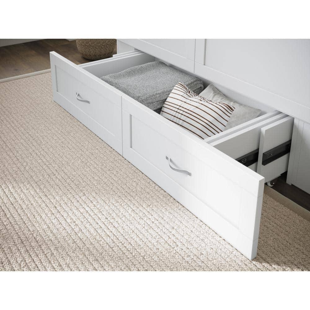 AFI Hamilton Full Solid Wood Murphy Bed Chest with Built-In Charger in White