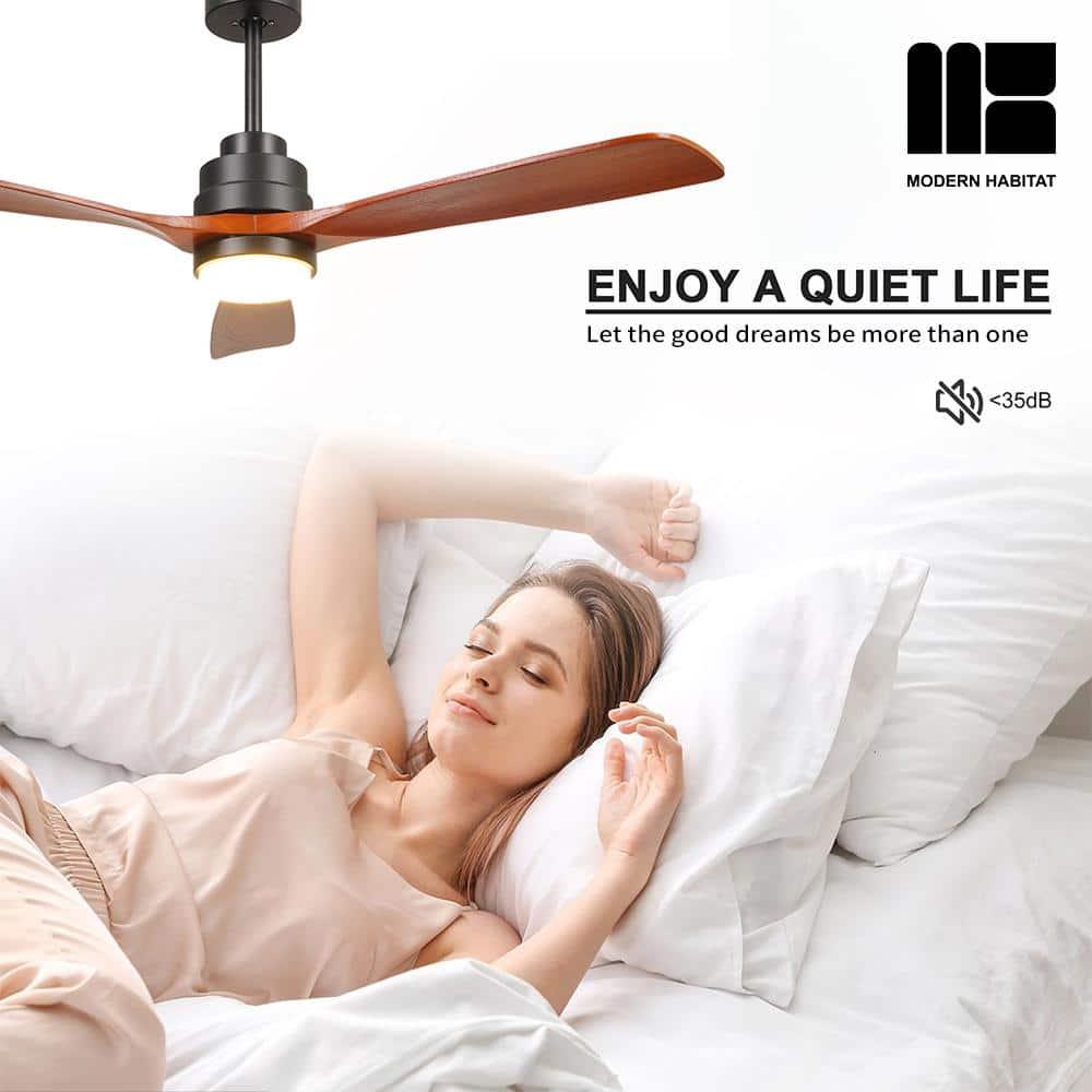 Auravista 52 In. Indoor Medium Red Oak Ceiling Fan With LED Light Bulbs And Remote Control