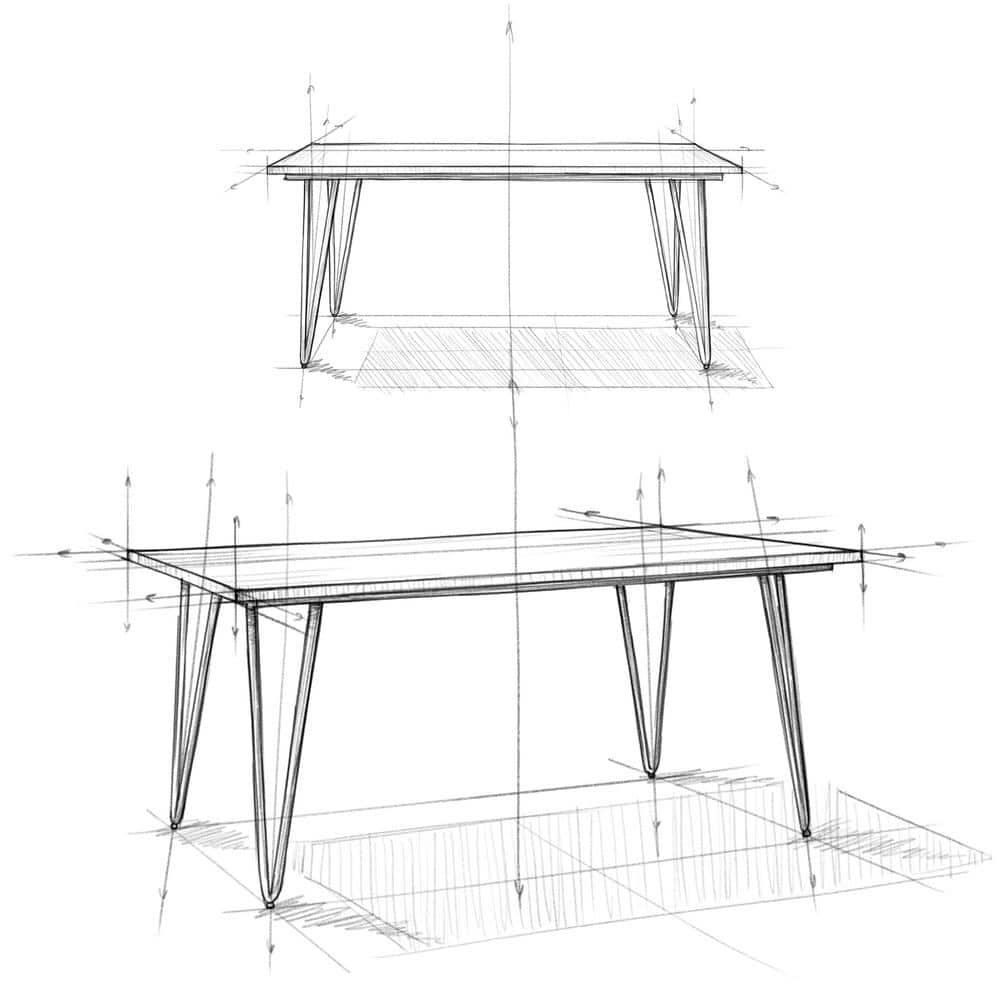 Hunter Solid Mango Wood Dining Table, Industrial Style
