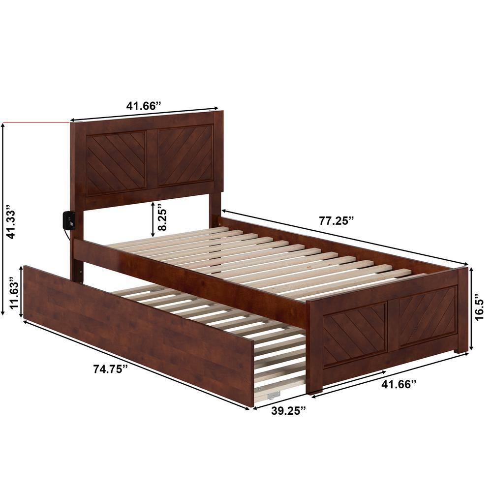 AFI Canyon Walnut Solid Wood Platform Bed with Matching Footboard & Twin Trundle, Twin