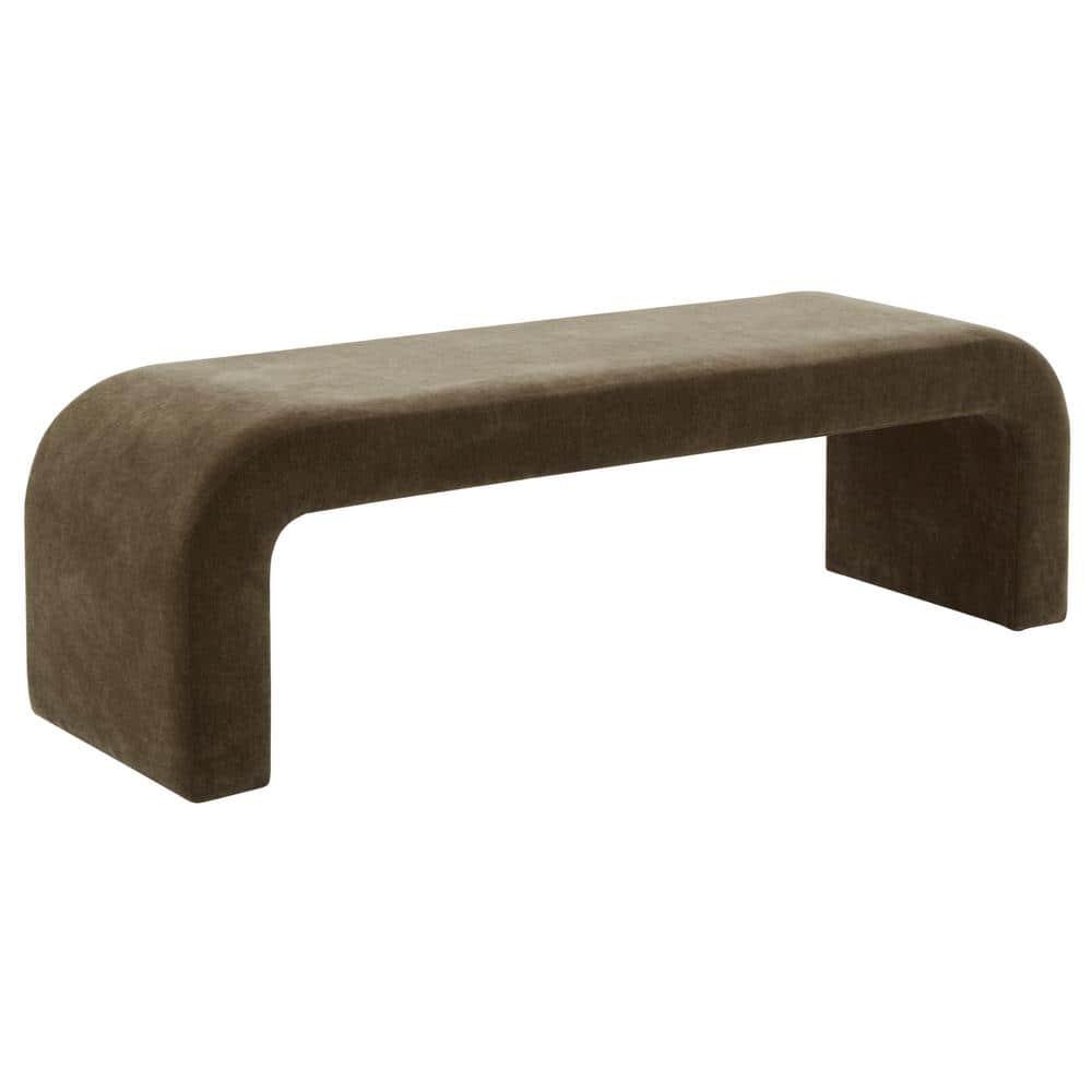 SAFAVIEH Couture Caralynn Solid Velvet Modern Bench, Dark Olive Green