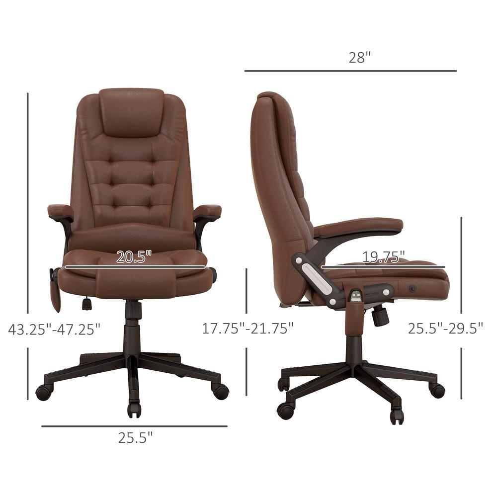 HOMCOM High-Back Massage Office Chair, Heated Reclining Computer Chair with Remote, Brown